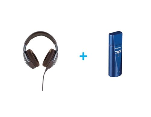 Un Casque ouvert circum-aural avec et sans fil Focal Hadenys Marron + Un Ampli-DAC casques Audioquest Dragonfly Bleu cobalt
