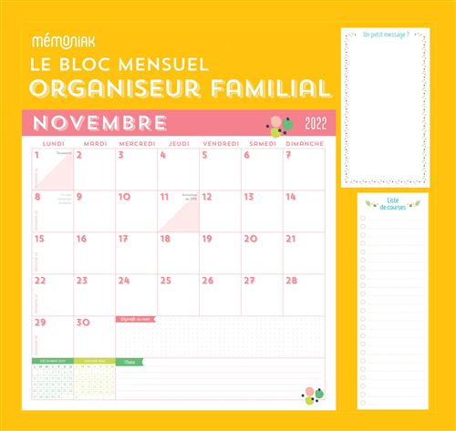 Le Bloc mensuel organiseur familial Mémoniak, calendrier (sept. 2022- déc  2023) - broché - Editions 365, Nesk - Achat Livre
