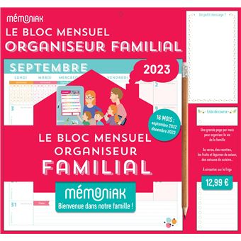 LE BLOC MENSUEL ORGANISEUR FAMILIAL MEMONIAK, CALENDRIER (SEPT. 2022- DEC  2023)