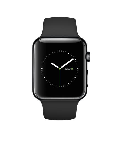 Apple Watch 42 mm Acier Noir Sidéral Bracelet Sport Noir Apple Watch