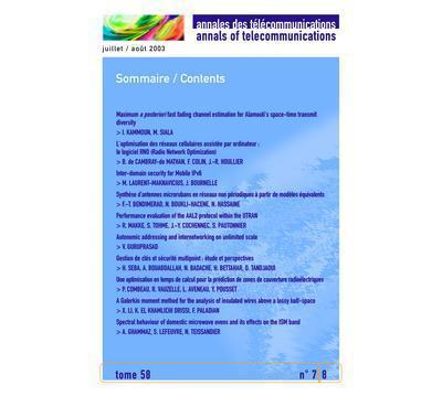Annales des telecommunications tome 58 n. 7-8 juillet/aout 2