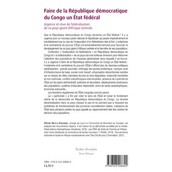 Faire de la République démocratique du Congo un État fédéral