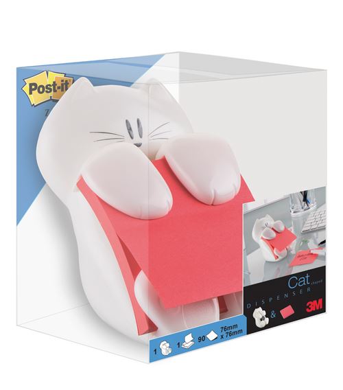 Dévidoir de Z-notes chat Post-it avec 90 feuilles roses