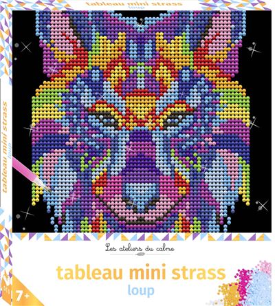 Tableau mini strass loup - boîte avec accessoires