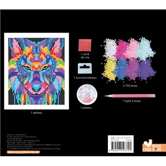 Tableau mini strass loup - boîte avec accessoires