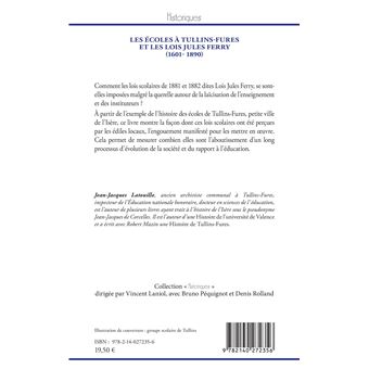 Les écoles à Tullins-Fures et les lois Jules Ferry (1601-1890)