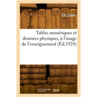 Tables numériques et données physiques