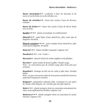 Dictionnaire alimentaire de l'angine de poitrine
