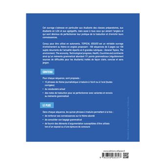 Anglais. Topical issues. 1 500 phrases de thème journalistique sur 100 sujets récurrents de l'actualité (B2-C1)