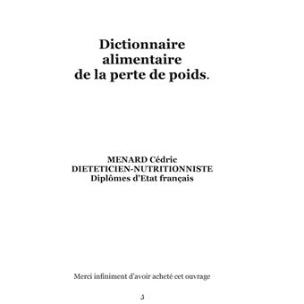 Dictionnaire alimentaire de la perte de poids