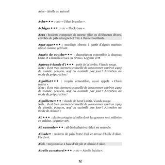 Dictionnaire alimentaire de la perte de poids