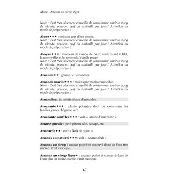 Dictionnaire alimentaire de la perte de poids