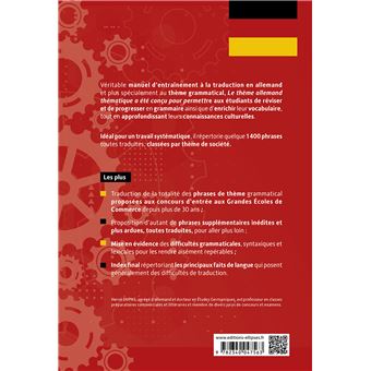 Übersetzung Französisch-Deutsch. Le thème allemand thématique. 1400 phrases de thème grammatical classées par thème pour réviser et progresser. B2-C1
