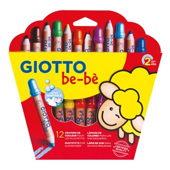 Etui de 12 crayons de couleur Giotto be-bè maxi bois + taille crayons
