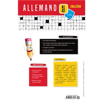 Allemand. Cahier de vocabulaire. Jeux et énigmes pour réviser et pour progresser (A1-A2) (cycle 4)