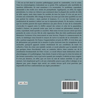 Le crime :  un phénomène normal