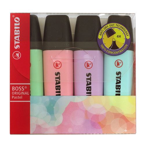Stabilo boss original pastel etui 4 stuks ass