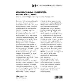 Les associations d'anciens déportés : histoire, mémoire, avenir