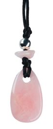 Collier Quartz Rose Perle métallique Cordon noir
