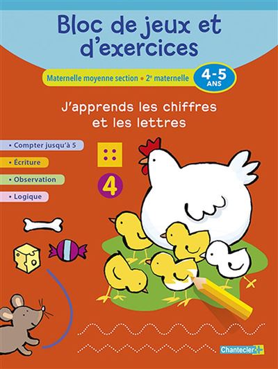 Bloc de jeux et d'exercices - j'apprends les chiffres (4-5)