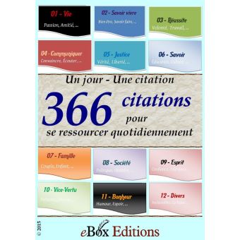 Un Jour Une Citation 366 Citations Pour Se Ressourcer Quotidiennement Ebook Epub Editions Ebox Achat Ebook Fnac