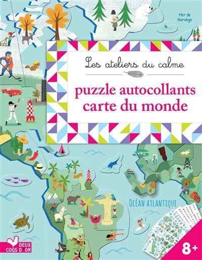Autocollants puzzles carte du monde - pochette avec accessoires - Claire Vortemann - Boîte ou accessoire