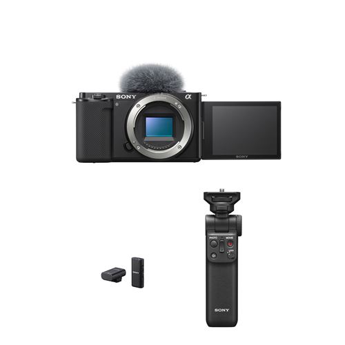 Appareil Photo/Vlogging Hybride Sony ZV-E10 Boîtier Nu + Microphone sans fil ECM-W2BT Noir + Poignet d'alimentation Bluetooth Sony GP-VPT2BT Noir