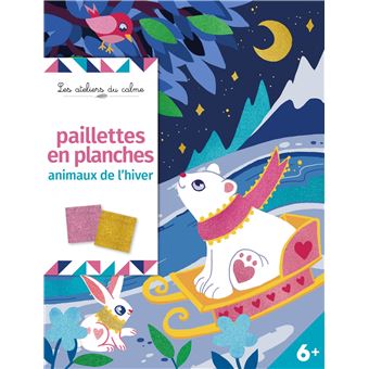 Paillettes en planche - animaux de l'hiver - pochette avec accessoires