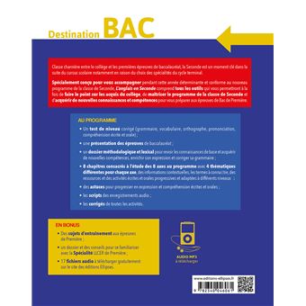 L'anglais en seconde (2de). Destination BAC. Méthodes et outils, dossiers thématiques, activités corrigées, fichiers audio. (Nouveau programme).