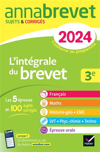 Annales Du Brevet Annabrevet 2024 L'intégrale Du Brevet 3e (tout-en-un ...