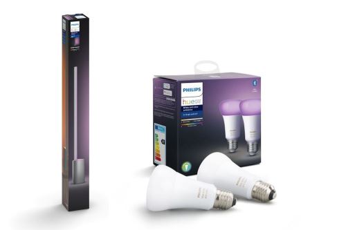 Lampe de table Philips Hue Signe Aluminium 14 W + Pack de 2 ampoules connectées Hue White and color ambiance Duobox E27