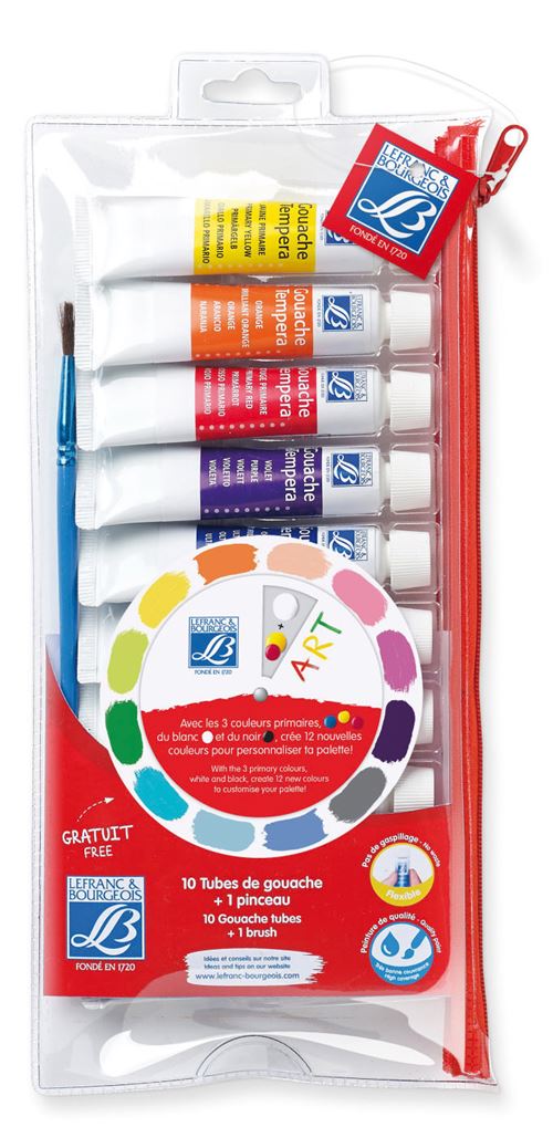 Boite de Peinture Gouache Supérieure 10 tubes et Pinceau - Lefranc Bourgeois