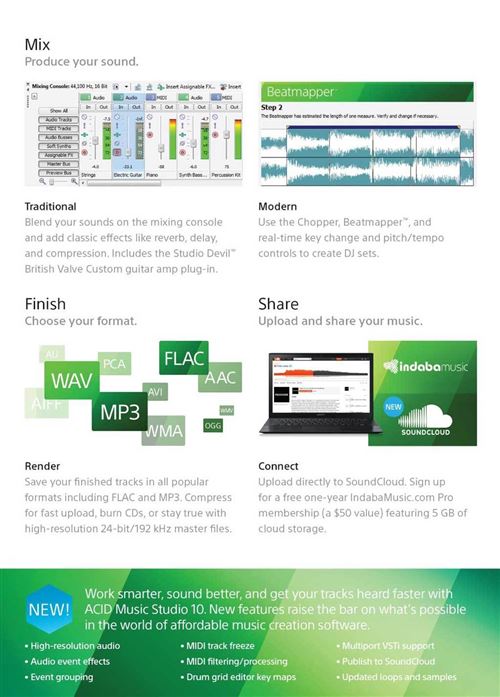 ACID Music Studio 10, Logiciel à télécharger, Top Prix | fnac