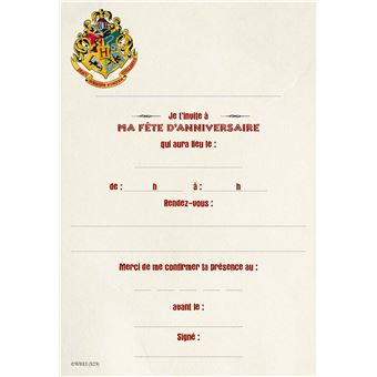 Harry Potter - Mes 12 invitations d'anniversaire