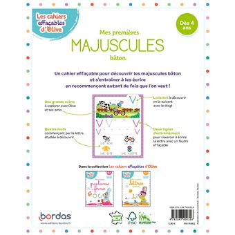 Les cahiers effaçables d'Olive - Mes premières MAJUSCULES bâton