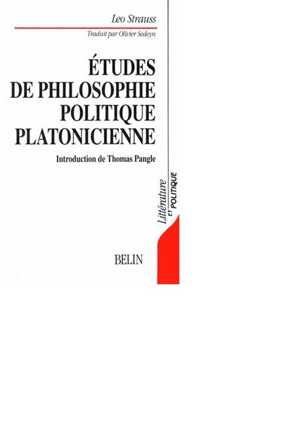Etudes de philosophie politique platonicienne