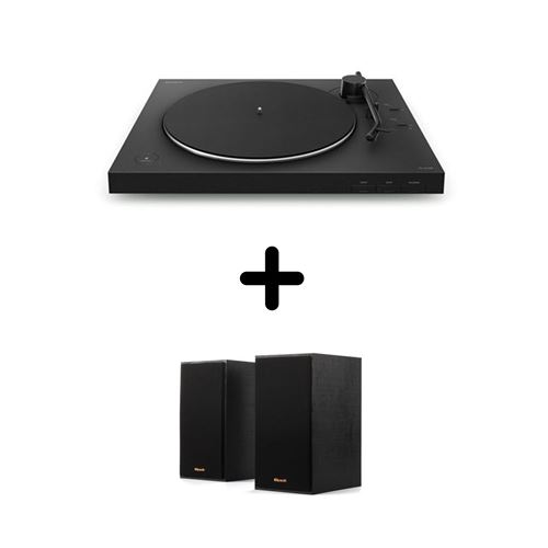 Platine vinyle Sony PS-LX310BT Noir + Enceintes amplifiées Bluetooth Klipsch R-41PM Noir vendues par paire