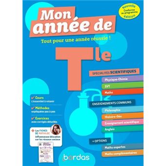 L'Année de Tle Spécialités Physique-Chimie + Maths