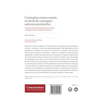 L'entreprise contrevenante en droit des pratiques anticoncurrentielles
