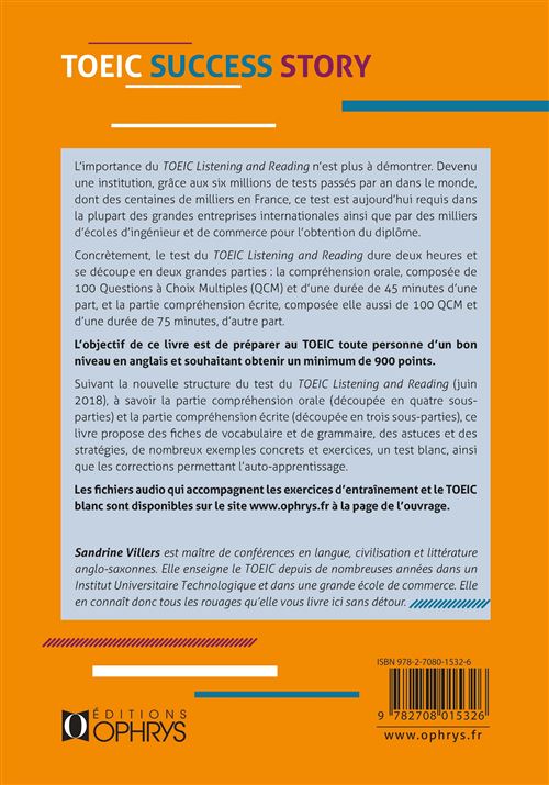 Toeic Succes Story Objectif 900 Points Broche Sandrine Villiers Achat Livre Fnac