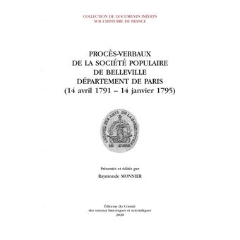 Procès-verbaux de la Société  populaire de Belleville