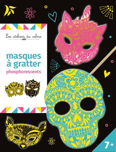 Masques à gratter phosphorescents - pochette avec accessoires -  Solenne et Thomas - (donnée non spécifiée)