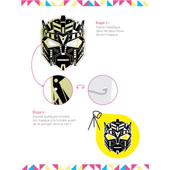 Masques à gratter phosphorescents - pochette avec accessoires