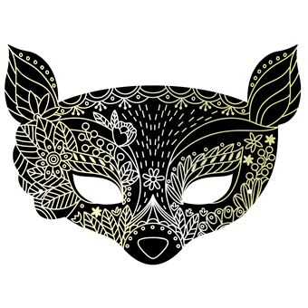 Masques à gratter phosphorescents - pochette avec accessoires