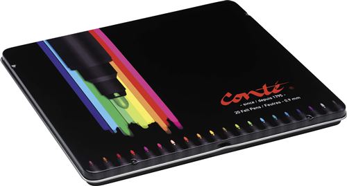 CONTE BTE METAL 24 FEUTRES COULEUR