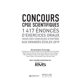 1417 énoncés d'exercices oraux issus des concours d'entrée aux grandes écoles