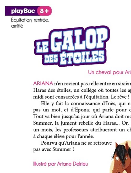 Le galop des étoiles T.1 : Un cheval pour Ariana Par Ariane Delrieu, Jeunesse, Romans 6-10 ans