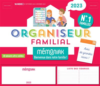 Calendrier 2023 Familial Organiseur Familial Mémoniak, Calendrier Familial Mensuel (Sept. 2022- Déc.  2023) - Dernier Livre De Nesk - Précommande & Date De Sortie | Fnac