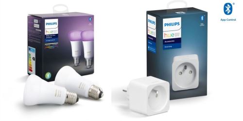 Pack de 2 ampoules connectées Philips Hue White and color ambiance Duobox E27 + Prise Hue Connectée Blanc