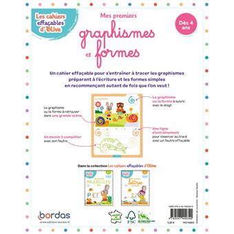 Les cahiers effaçables d'Olive - Mes premiers graphismes et formes